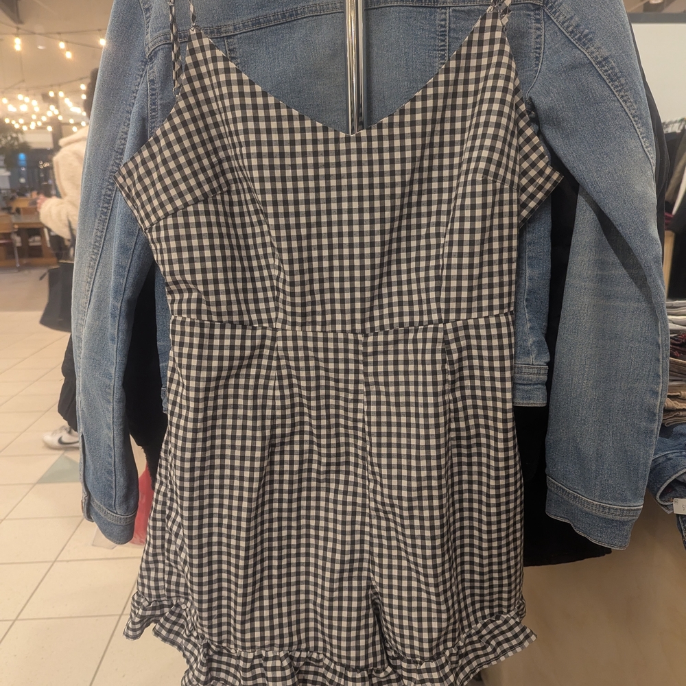 Black and White Gingham Romper